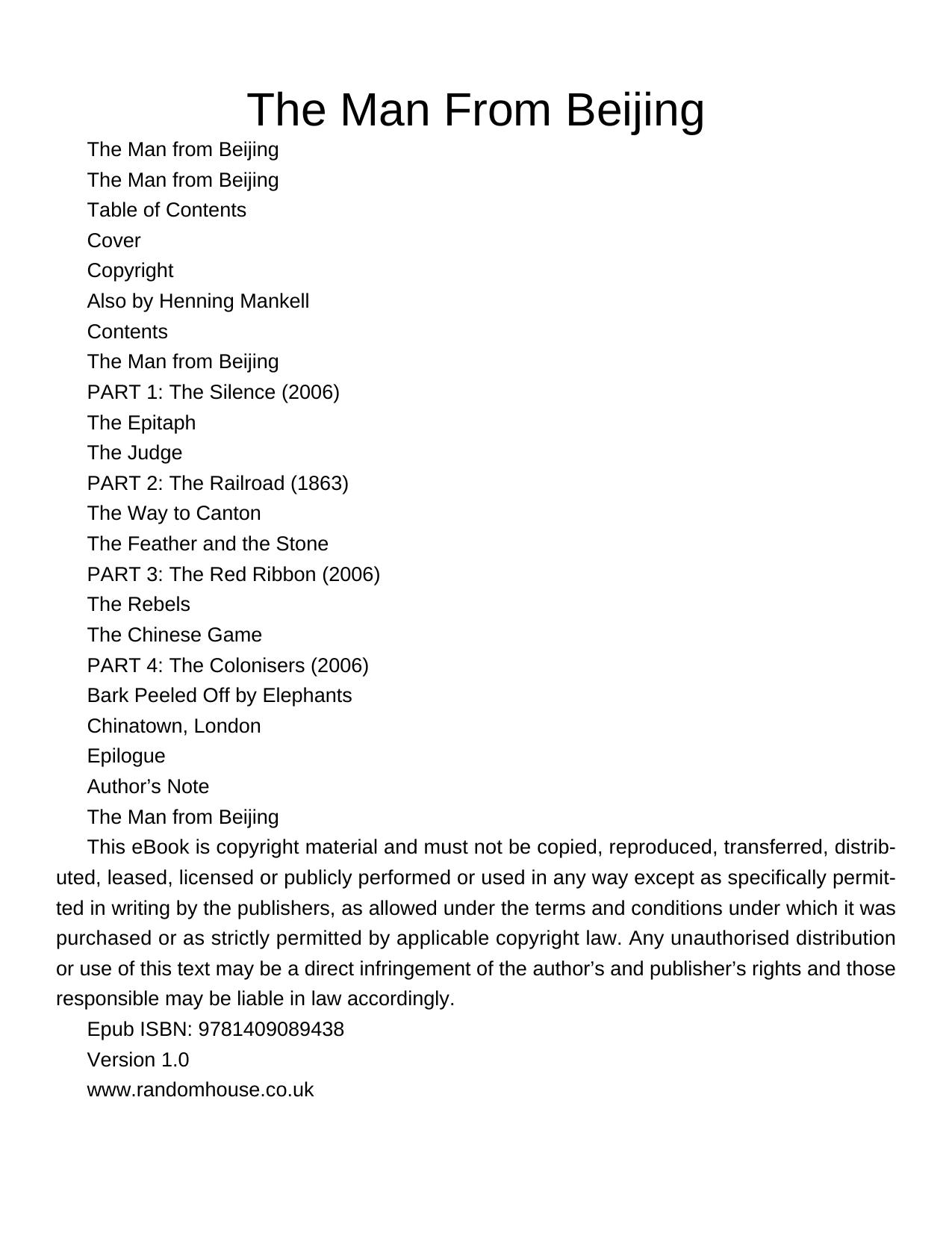 The Man from Beijing by Henning Mankell
