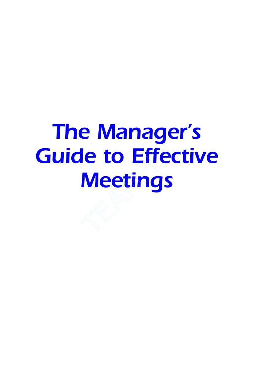 The Manager's Guide to Effective Meetings by Barbara J. Streibel