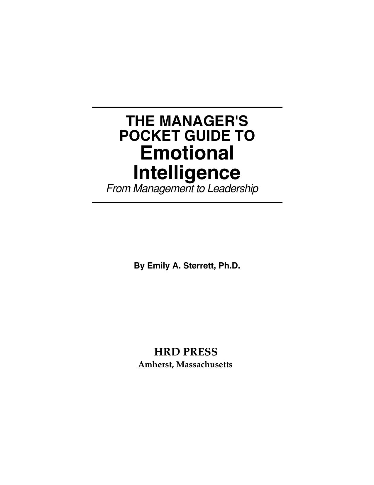 The Manager's Pocket Guide to Emotional Intelligence (repost) by Emily A. Sterrett Ph.d