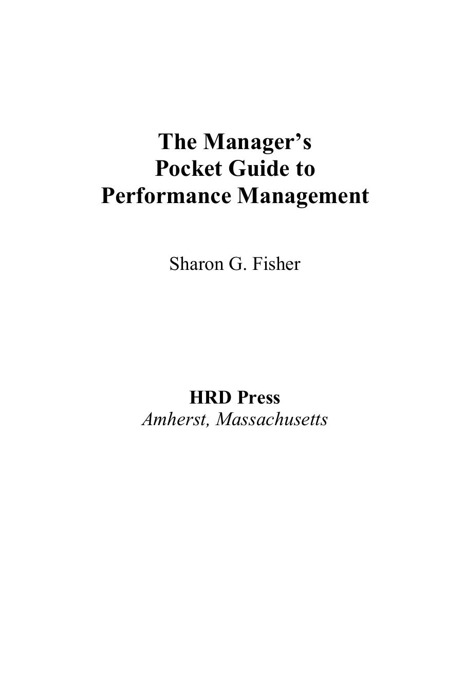The Manager's Pocket Guide to Performance Management (repost) by Sharon G. Fisher Robie Grant Jean Miller and Eileen Klockars