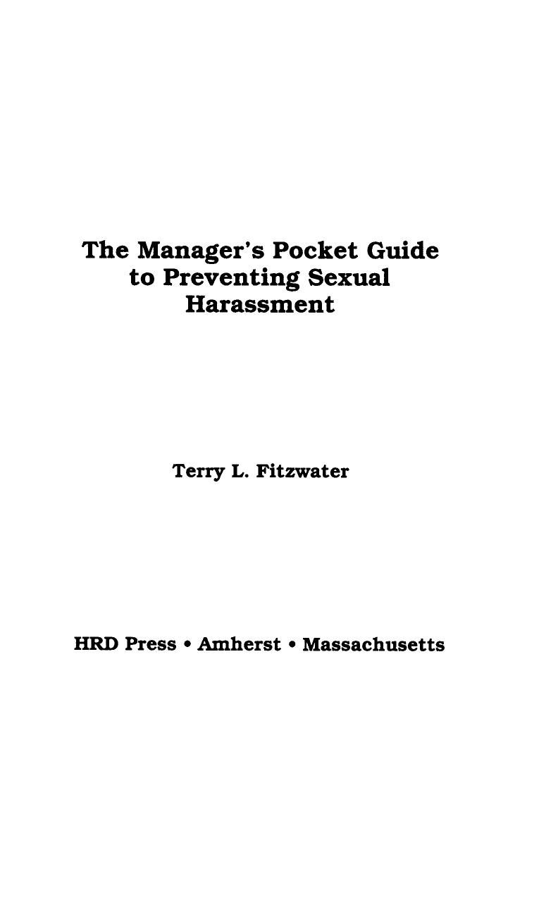 The Manager's Pocket Guide to Preventing Sexual Harassment by Terry L. Fitzwater