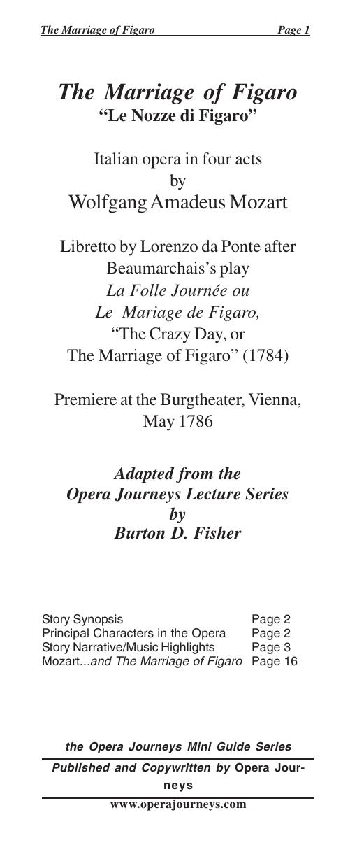 The Marriage of Figaro by Opera Mini Guide Series