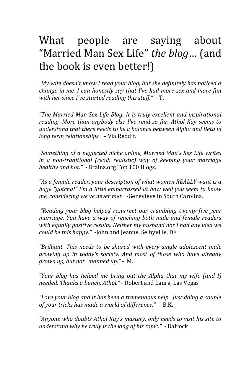 The Married Man Sex Life Primer 2011 by Athol Kay