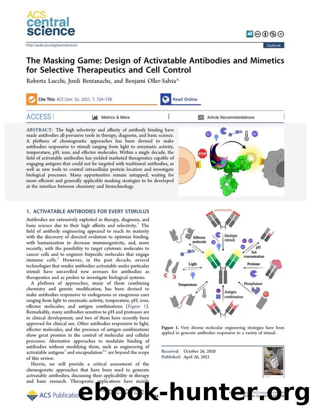 The Masking Game: Design of Activatable Antibodies and Mimetics for Selective Therapeutics and Cell Control by Roberta Lucchi & Jordi Bentanachs & Benjamí Oller-Salvia (ORCID: 0000-0002-8140-6111)