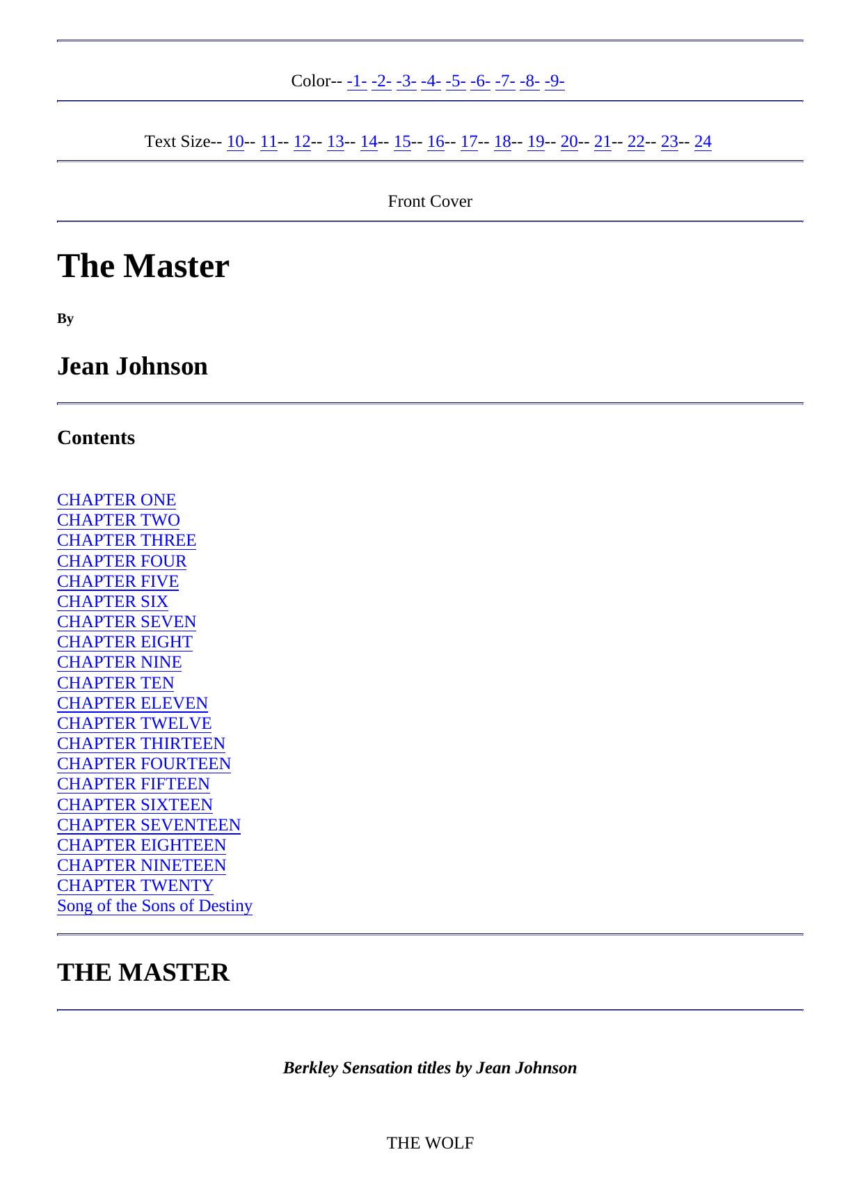 The Master by Jean Johnson
