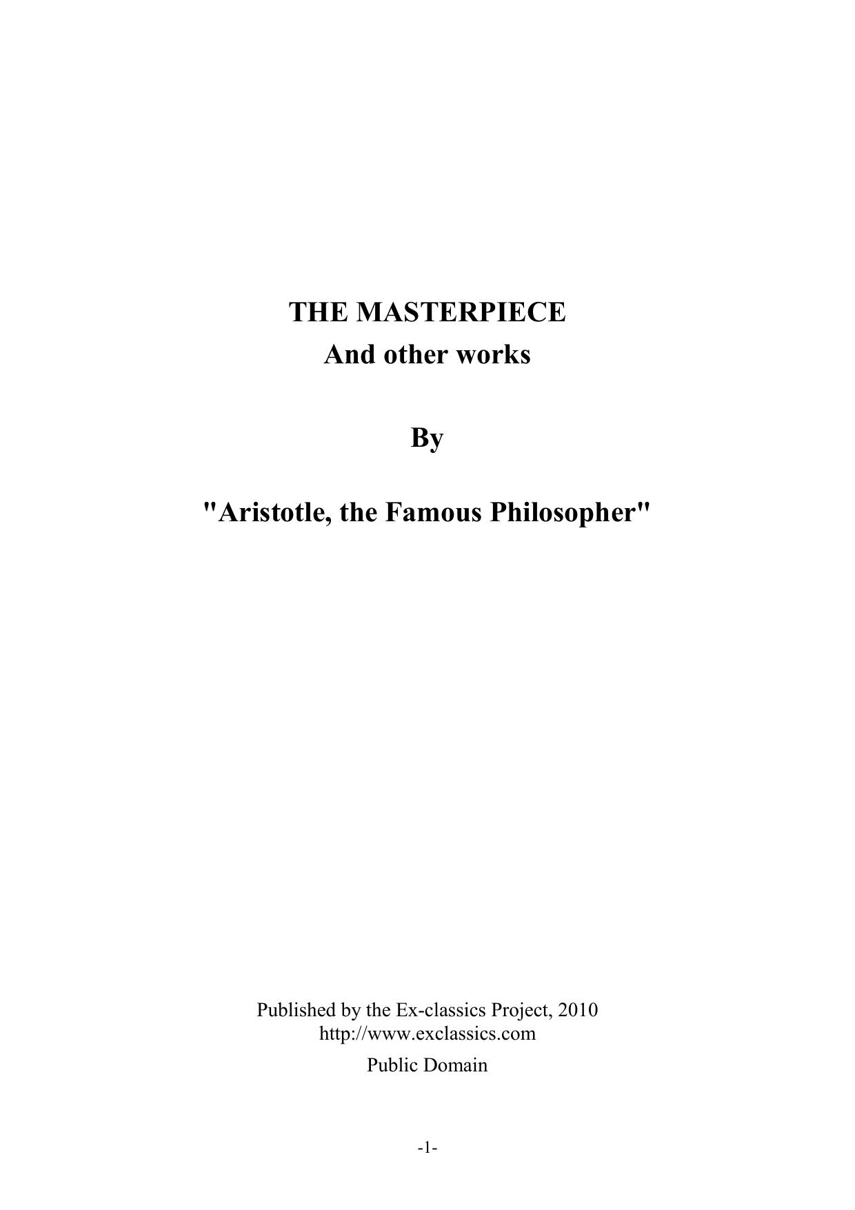 The Masterpiece by Aristotle