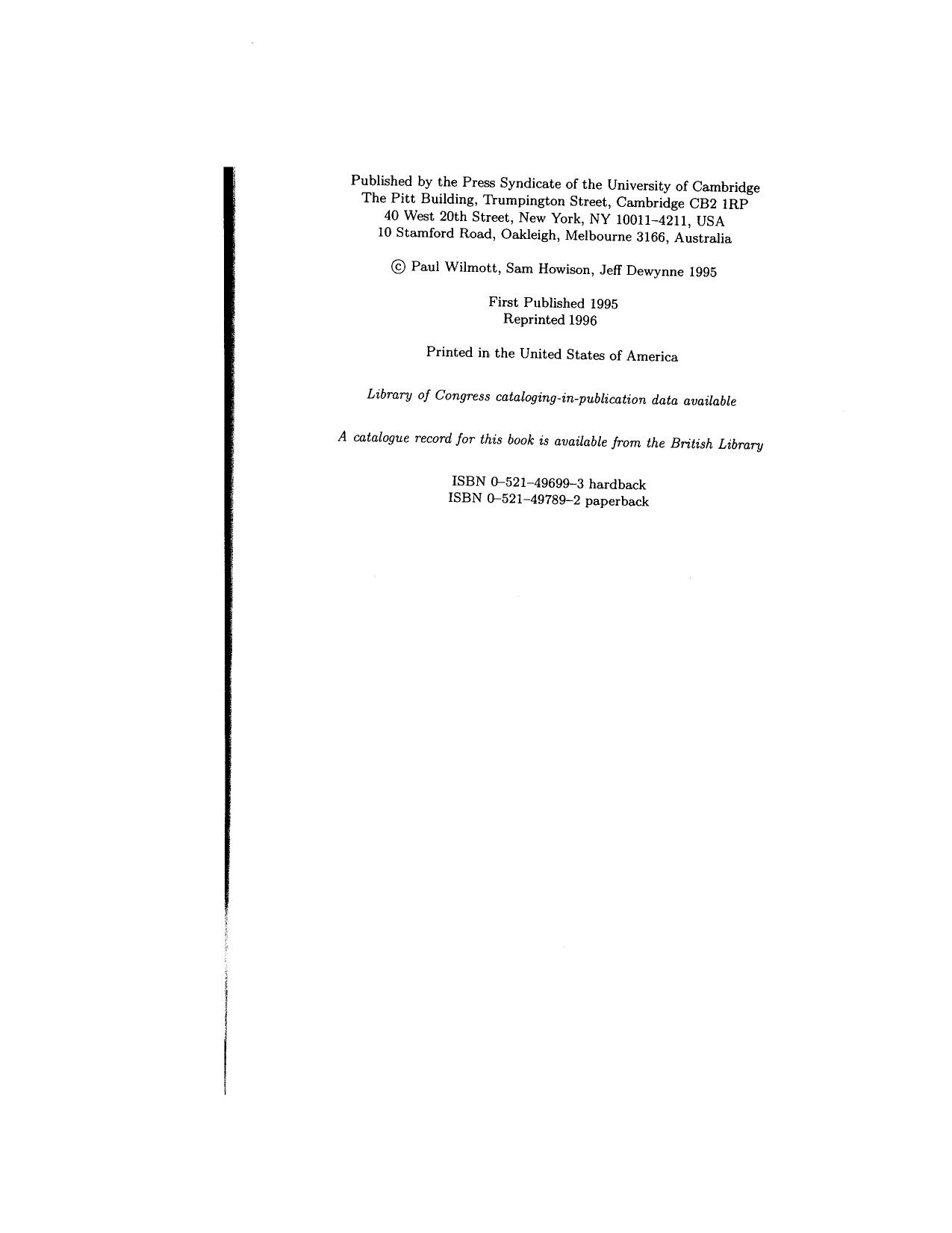 The Mathematics Of Financial Derivatives by Unknown