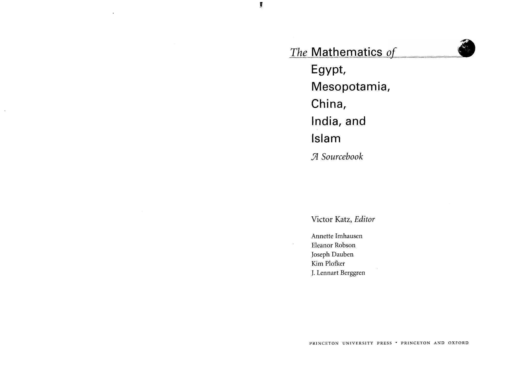 The Mathematics of Egypt, Mesopotamia, China, India, and Islam: A Sourcebook by Unknow