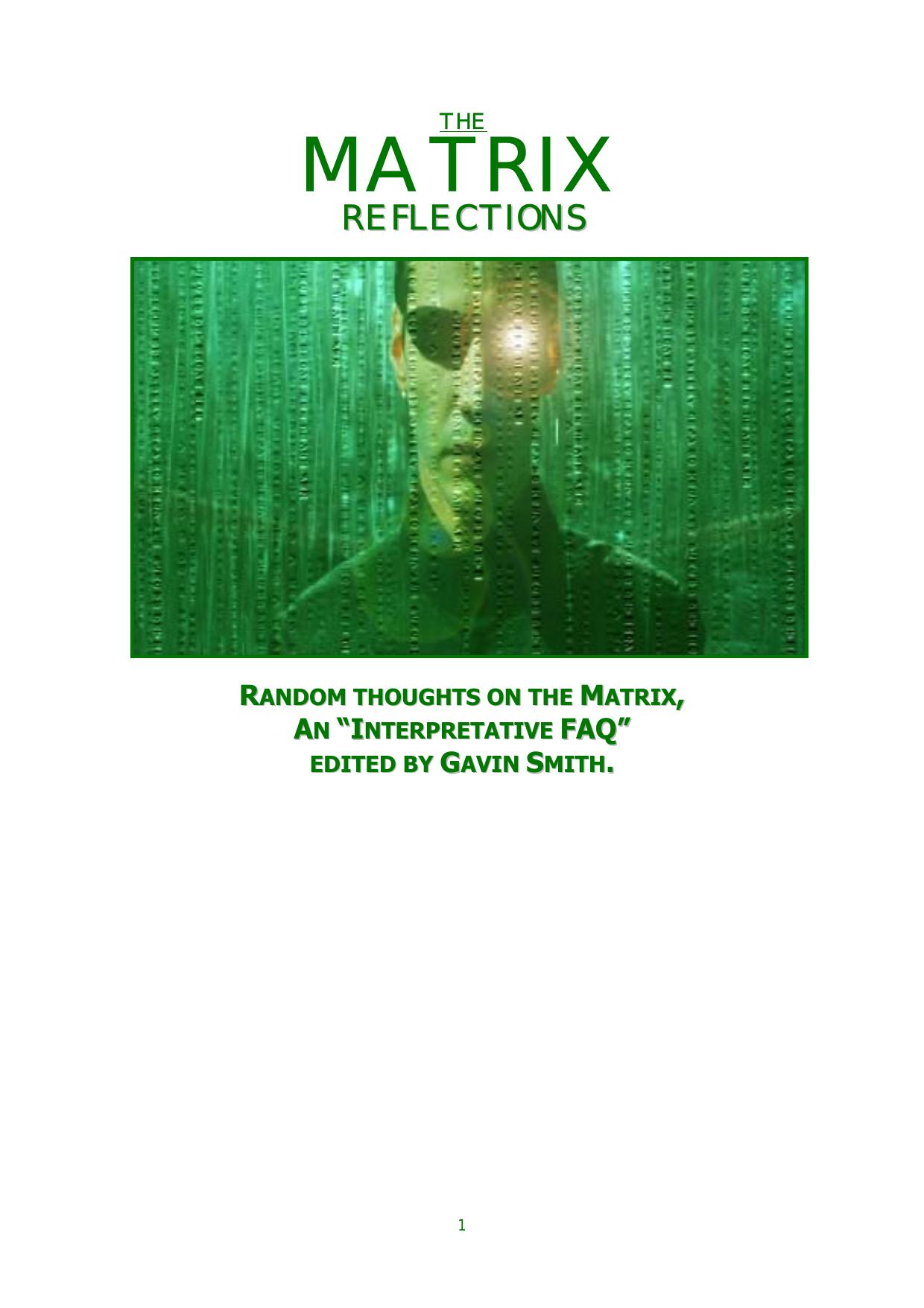 The Matrix - Reflections by Nikolaos Stergiannis Ph.D. (Mechanical Engineering)