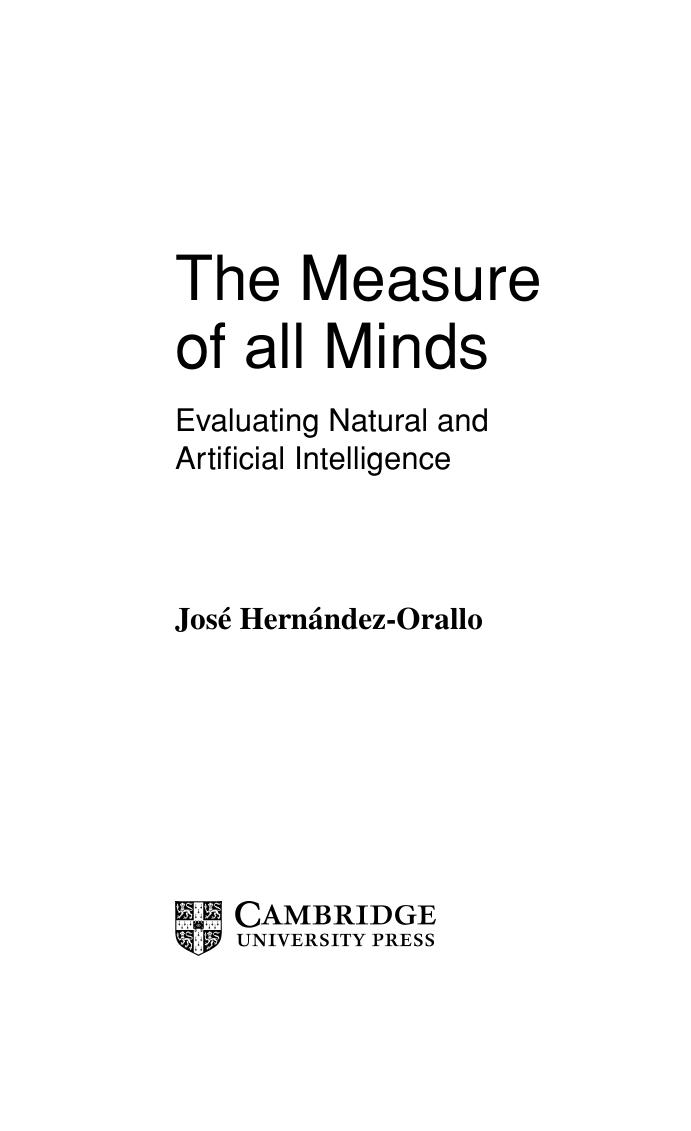 The Measure of all Minds. Evaluating Natural and Artificial Intelligence by José Hernández-Orallo