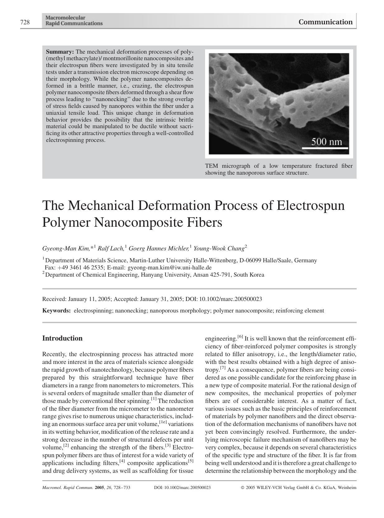 The Mechanical Deformation Process of Electrospun Polymer Nanocomposite Fibers by Unknown