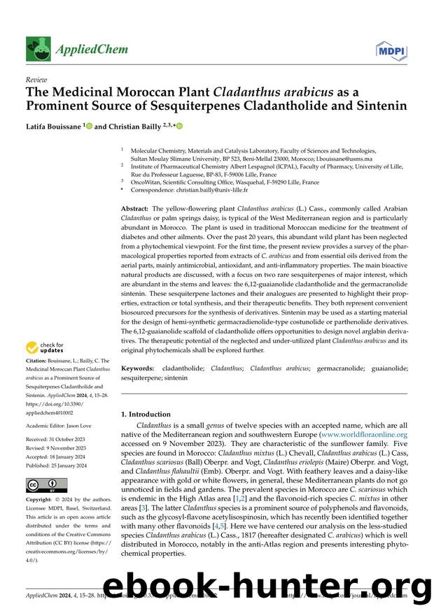 The Medicinal Moroccan Plant Cladanthus arabicus as a Prominent Source of Sesquiterpenes Cladantholide and Sintenin by Latifa Bouissane & Christian Bailly