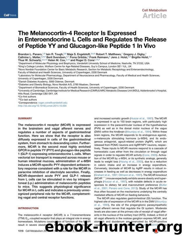 The Melanocortin-4 Receptor Is Expressed in Enteroendocrine L Cells and Regulates the Release of Peptide YY and Glucagon-like Peptide 1 In&nbsp;Vivo by unknow
