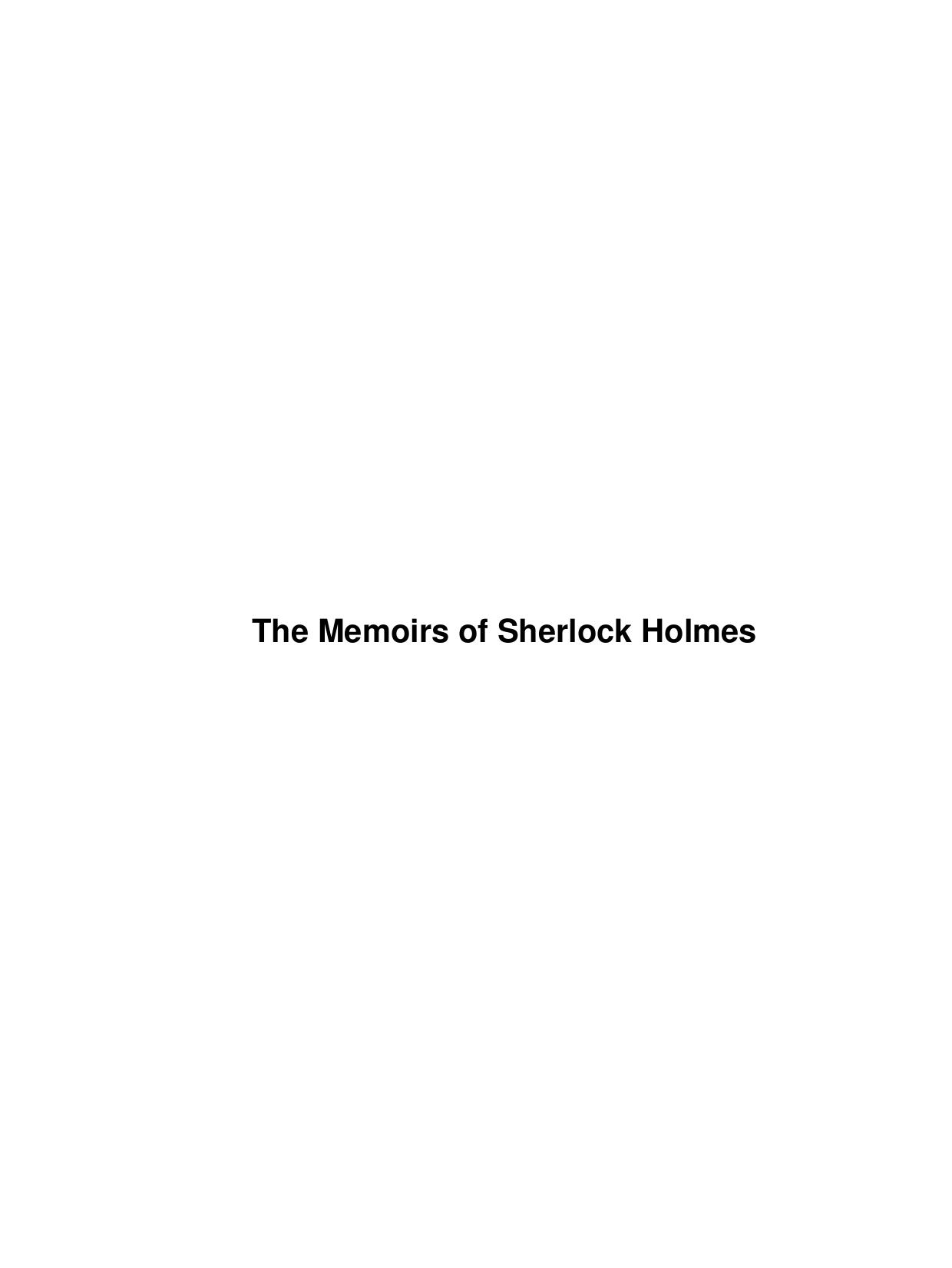 The Memoirs of Sherlock Holmes by Unknown