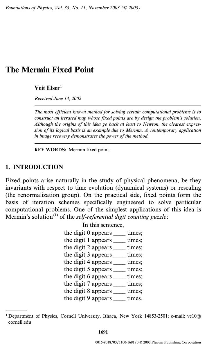 The Mermin Fixed Point by Unknown