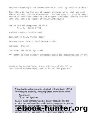 The Metamorphoses of Ovid Vol. I, Books I-VII by Ovid