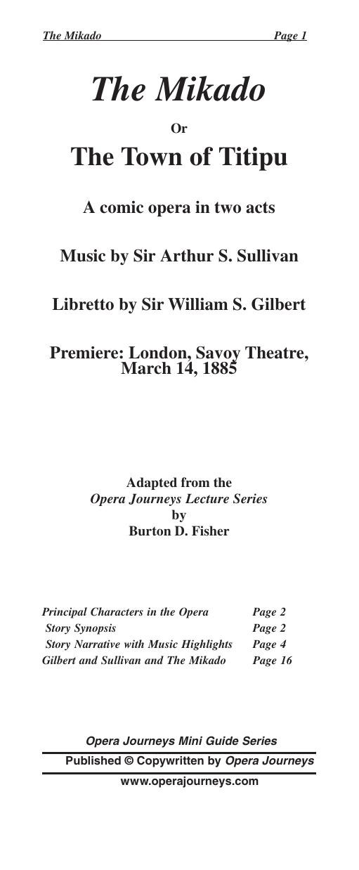 The Mikado by Opera Journeys Mini Guide Series
