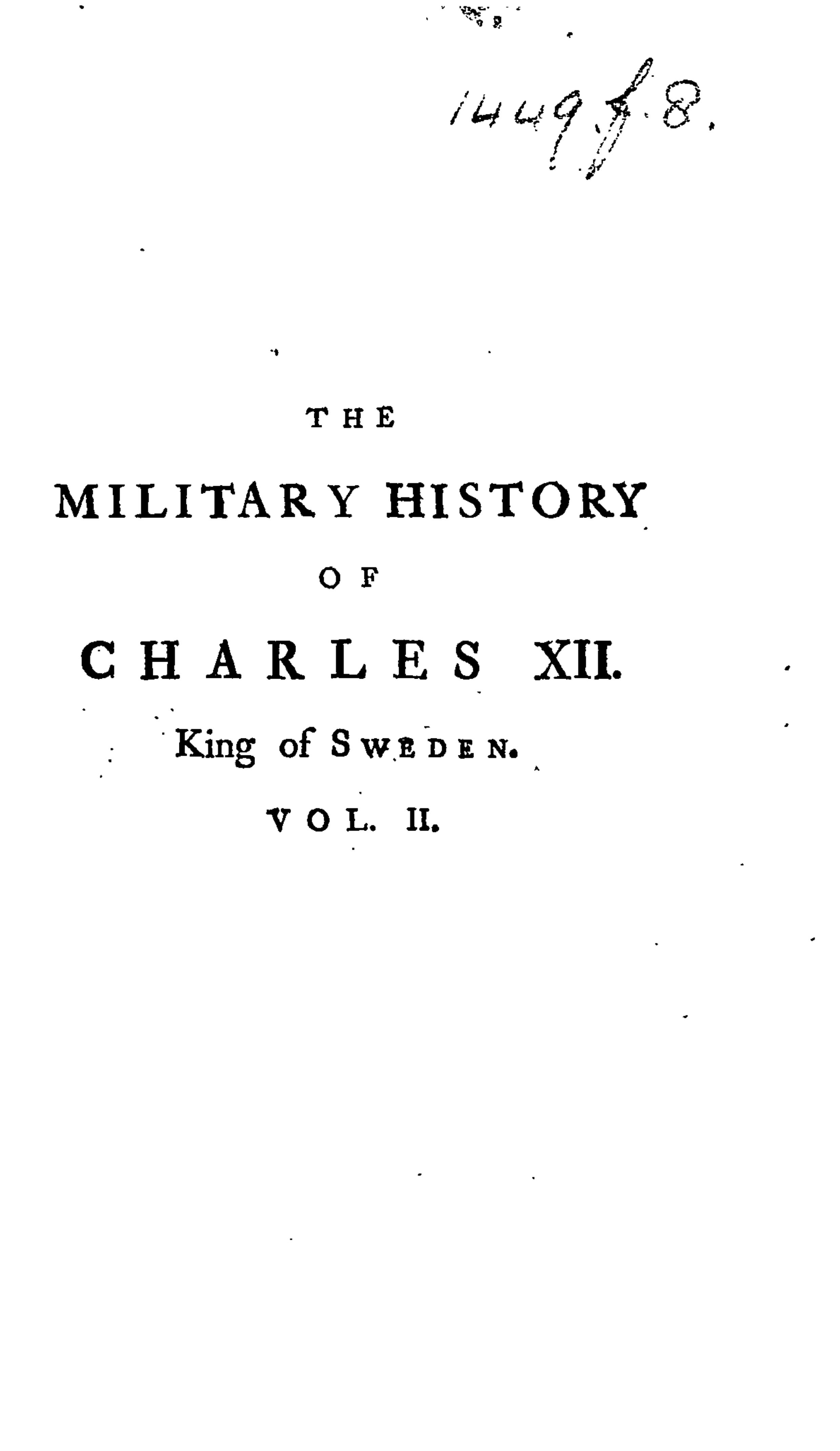 The Military History of Charles XII, King of Sweden, vol. II by Adlerfeld M.G