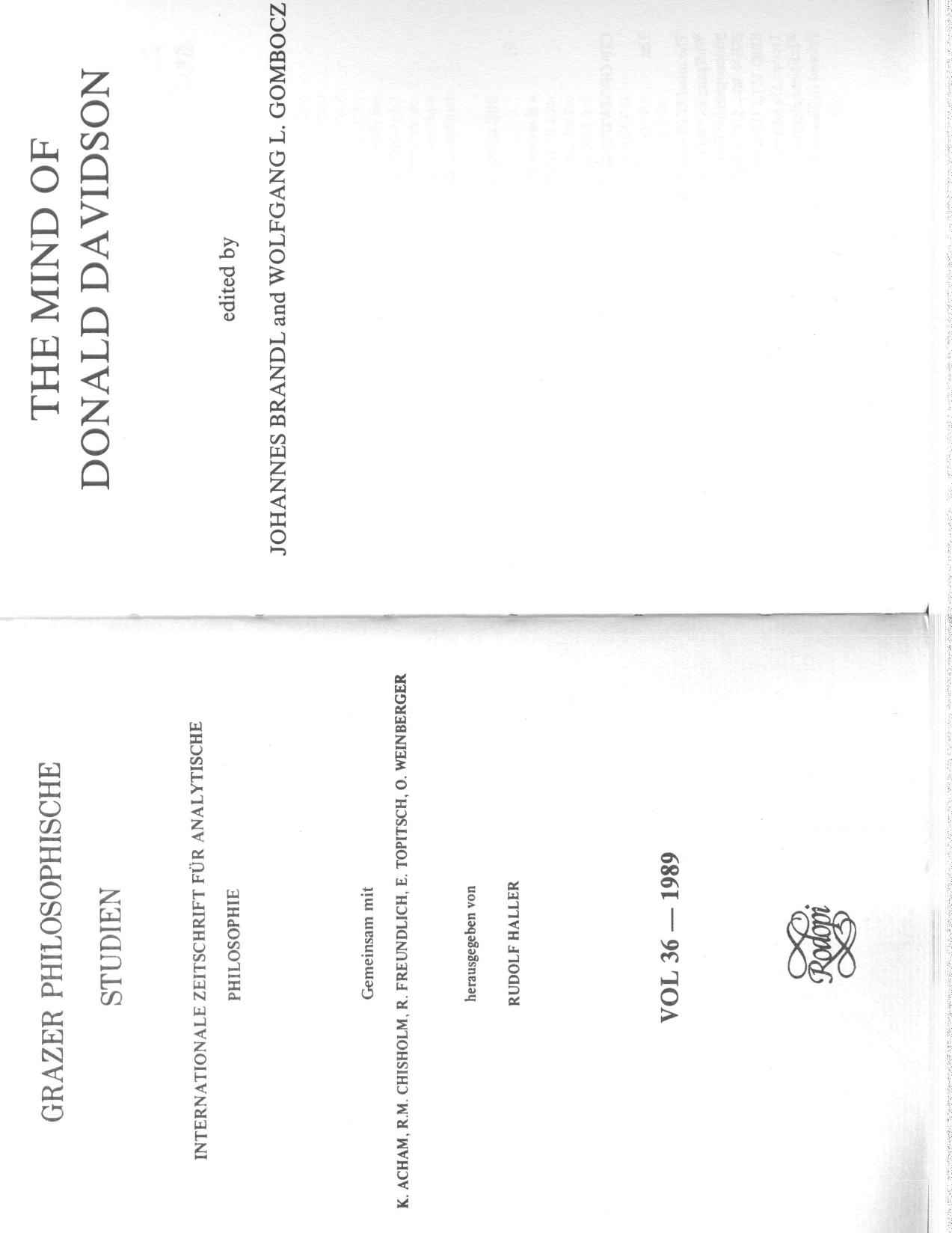 The Mind of Donald Davidson (Grazer Philosophische Studien) by Johannes Brandl