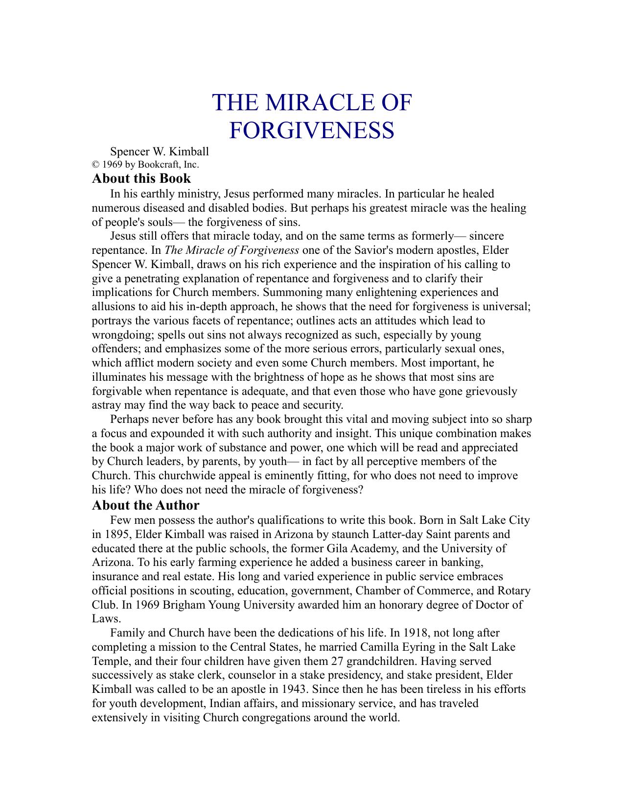 The Miracle of Forgiveness by HARMONJC-S