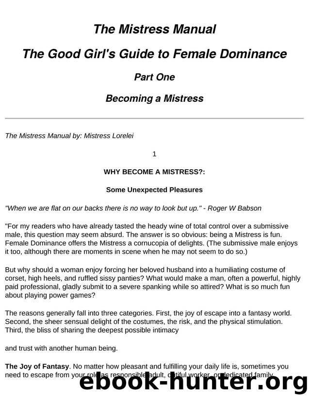The Mistress Manual by Mistress Lorelei by Mistress Lorelei