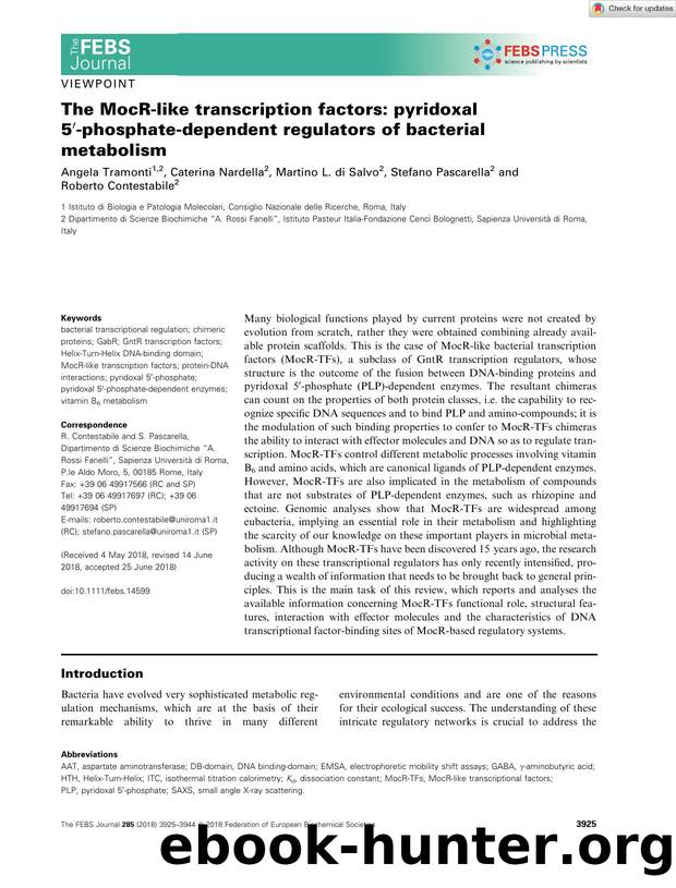 The MocRâlike transcription factors: pyridoxal 5â²âphosphateâdependent regulators of bacterial metabolism by Unknown