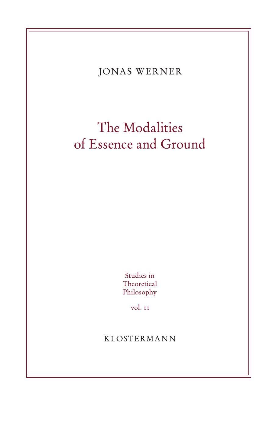 The Modalities of Essence and Ground by Jonas Werner
