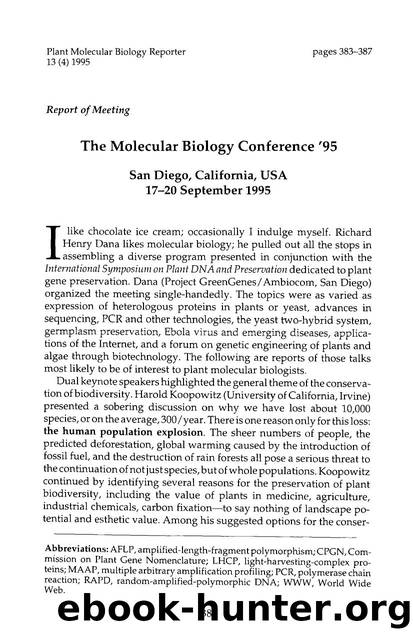The Molecular Biology Conference &#x2019;95 by Unknown