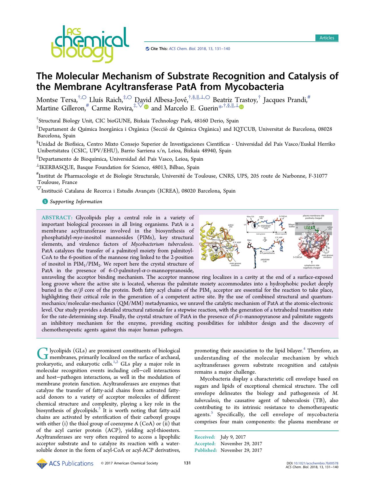 The Molecular Mechanism of Substrate Recognition and Catalysis of the Membrane Acyltransferase PatA from Mycobacteria by unknow