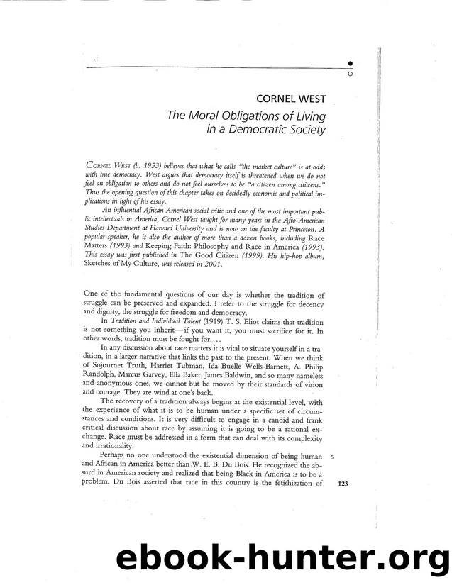 The Moral Obligations of Living in a Democratic Society by Unknown