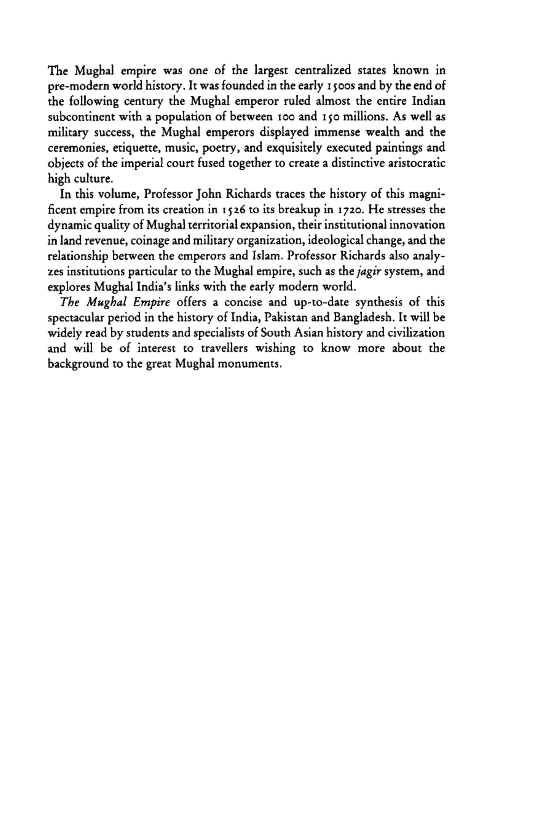 The Mughal Empire (The New Cambridge History of India) by John F. Richards