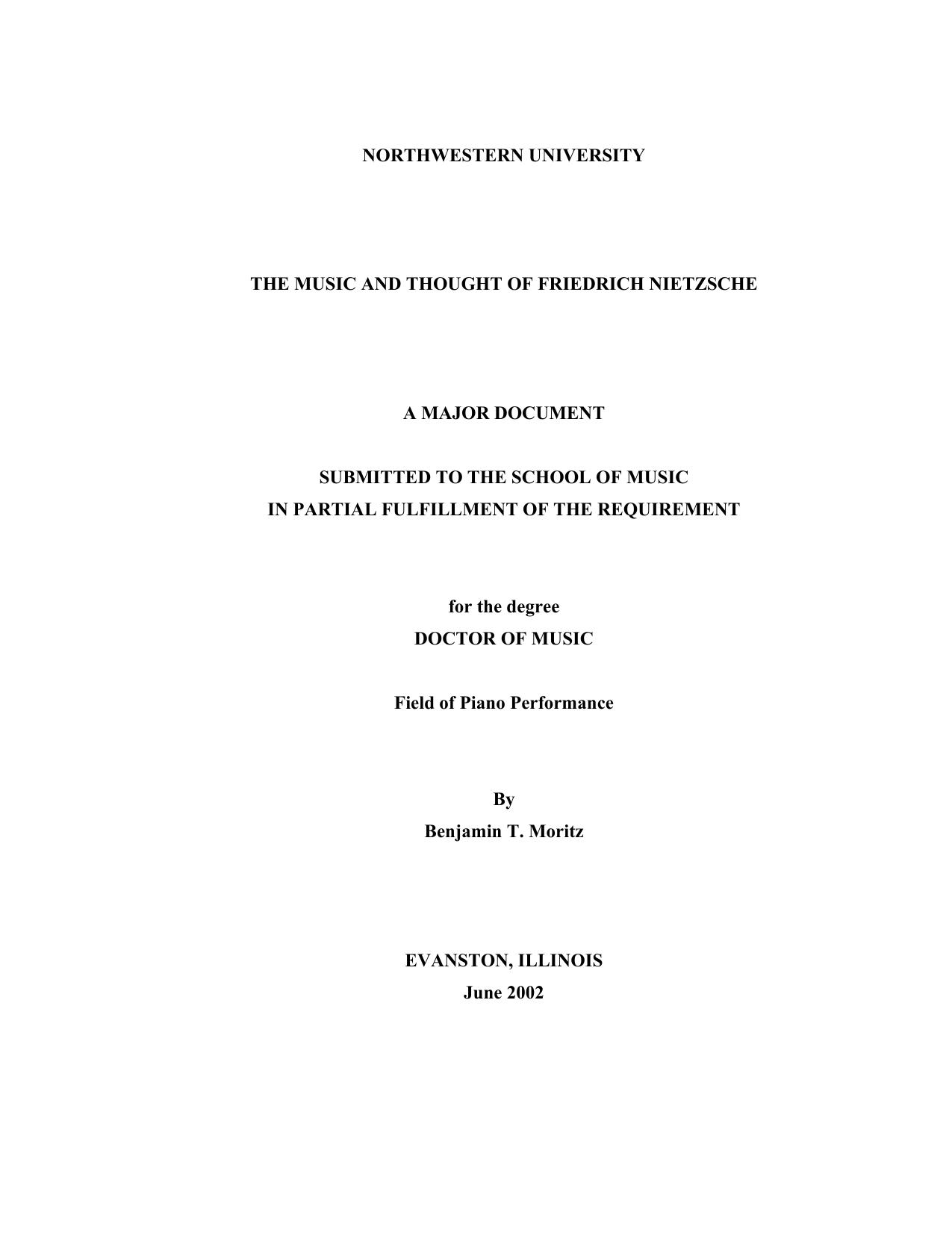 The Music and Thought of Friedrich Nietzsche by Benjamin Moritz