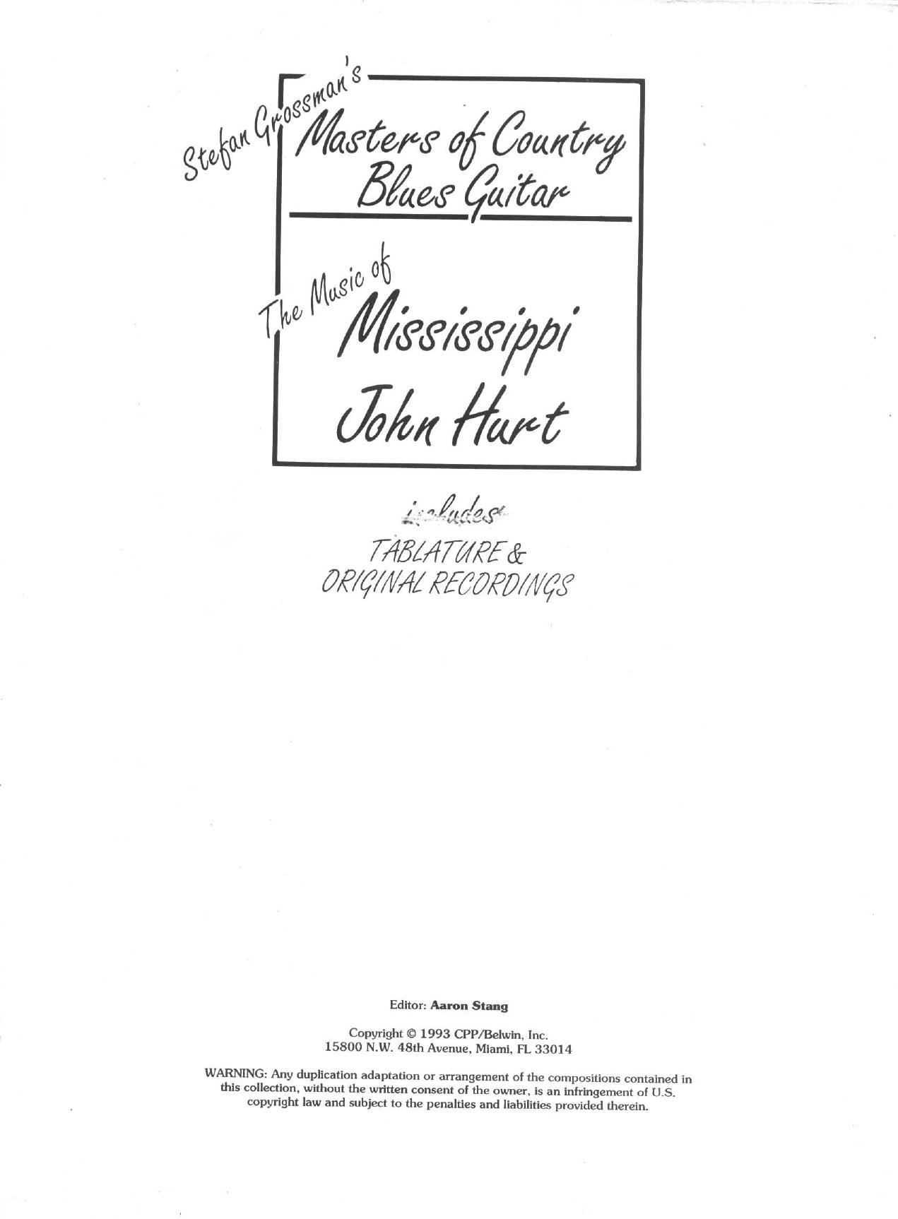 The Music of Mississippi John Hurt (guitar tab) by Masters of Country Blues
