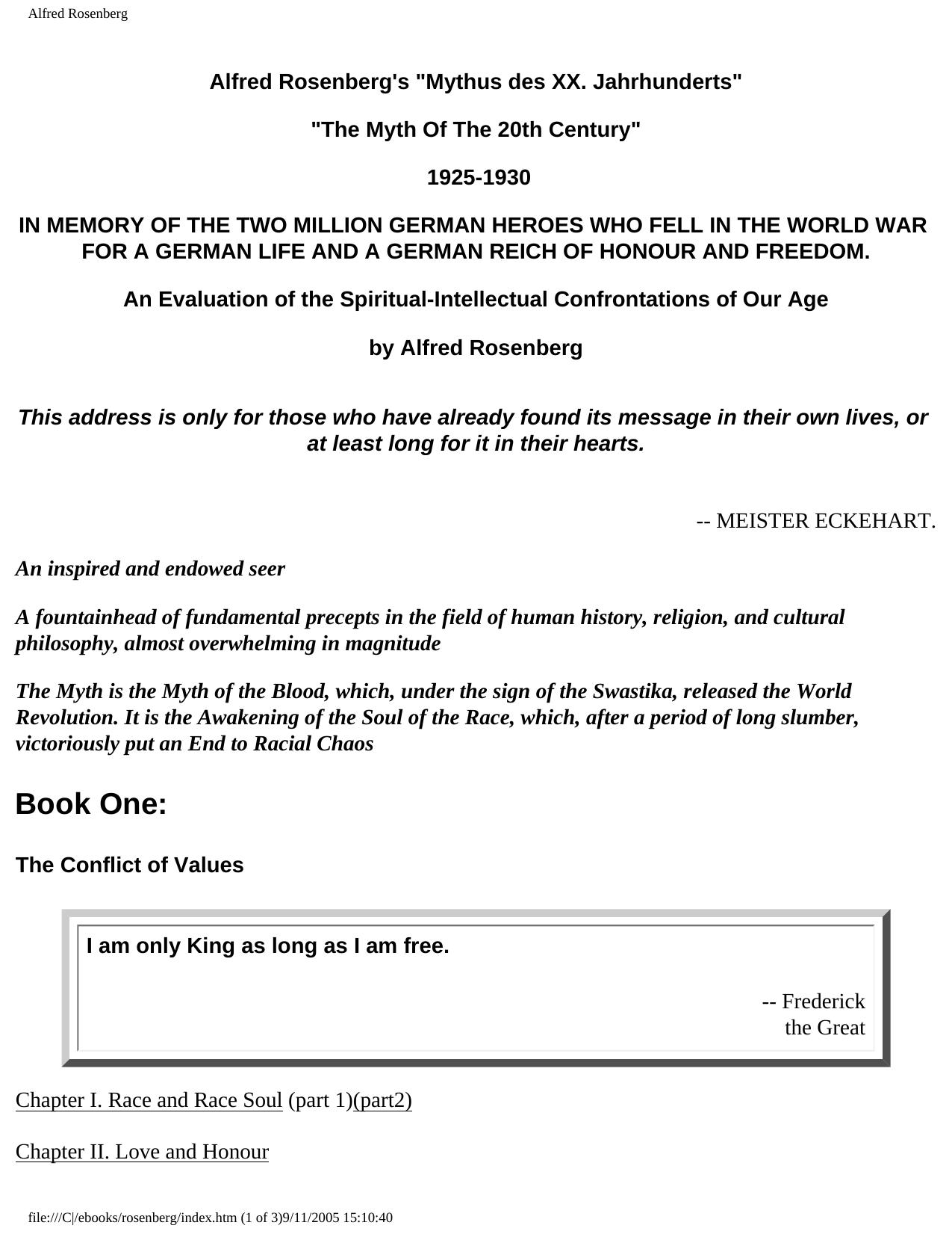 The Myth of the Twentieth Century: An Evaluation of the Spiritual-Intellectual Confrontations of Our Age by Alfred Rosenberg