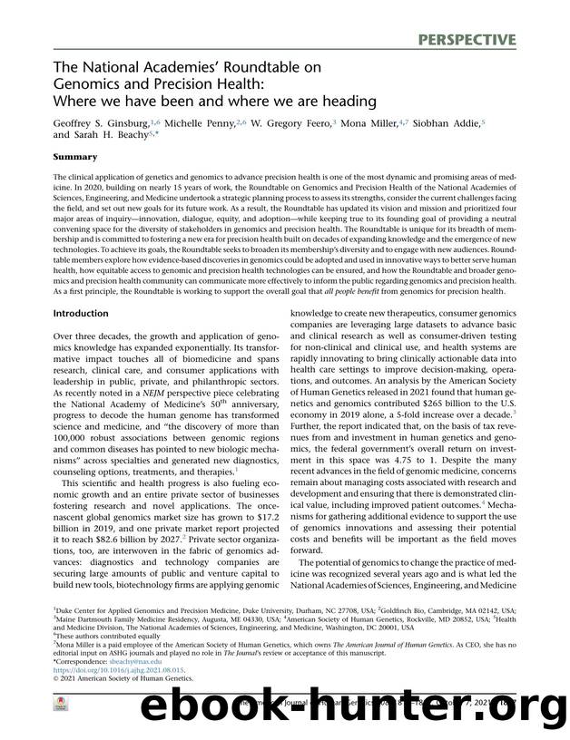 The National Academies' Roundtable on Genomics and Precision Health: Where we have been and where we are heading by unknow