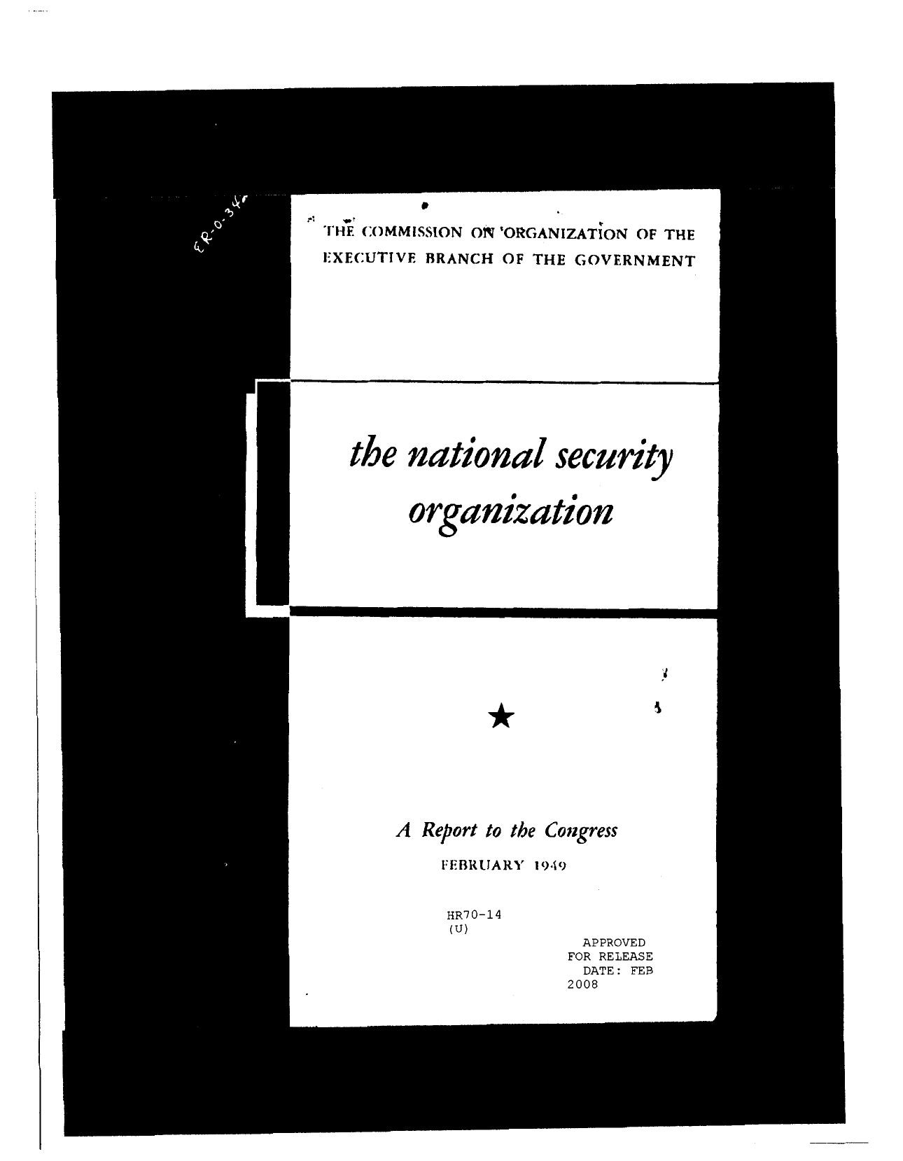 The National Security Organization by A Report to Congress national sec org