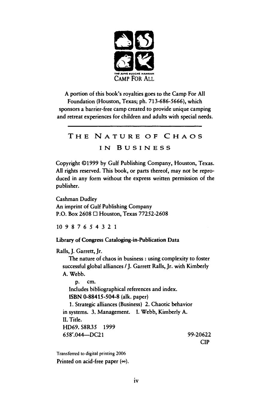 The Nature of Chaos in Business. Using Complexity To Foster Successful Alliances and Acquisitions by Unknow