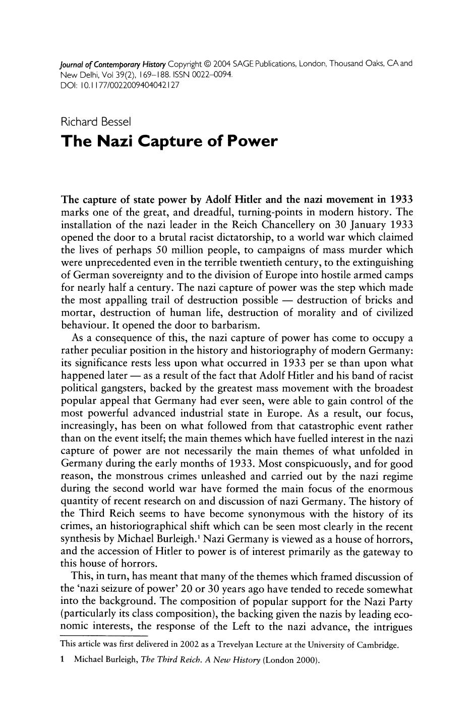 The Nazi Capture of Power by Unknown