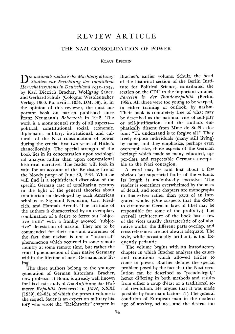 The Nazi Consolidation of Power by Unknown