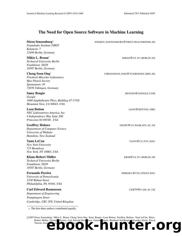 The Need for Open Source Software in Machine Learning by Unknown