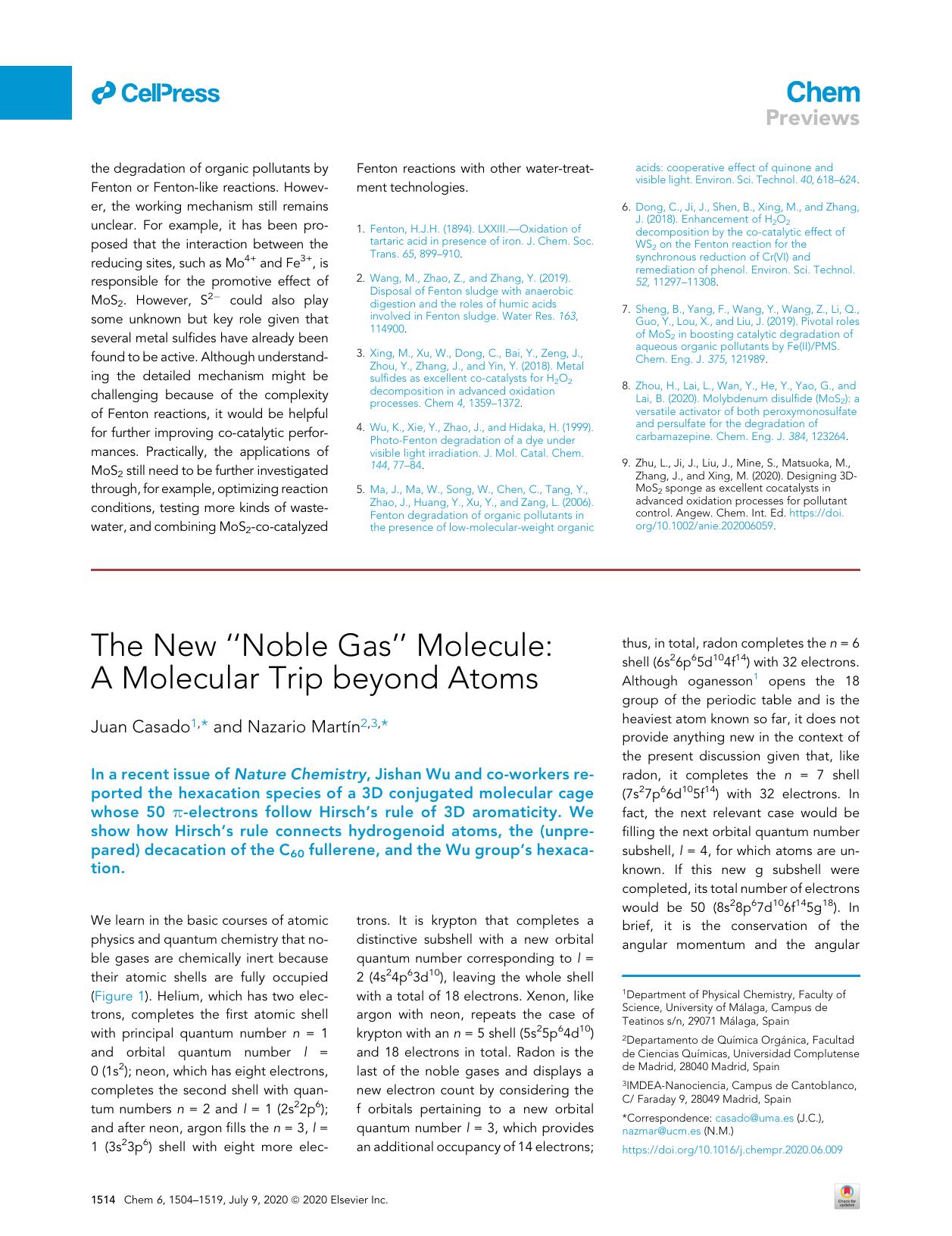 The New &#x201c;Noble Gas&#x201d; Molecule: A Molecular Trip beyond Atoms by Juan Casado