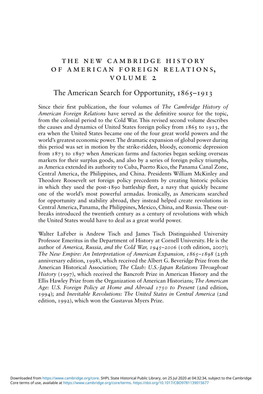 The New Cambridge History of American Foreign Relations, Volume 2 by Unknown