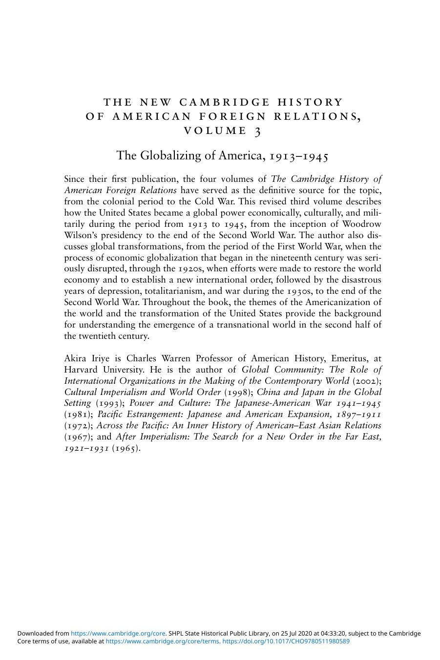 The New Cambridge History of American Foreign Relations, Volume 3 by Unknown