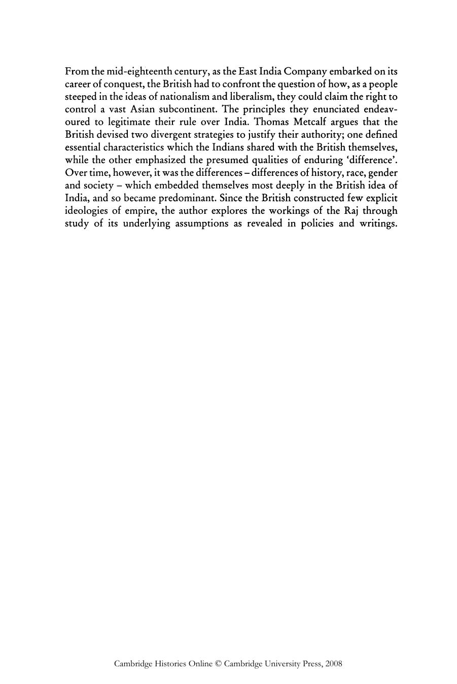 The New Cambridge History of India, Volume 3, Part 4: Ideologies of the Raj by Thomas R. Metcalf