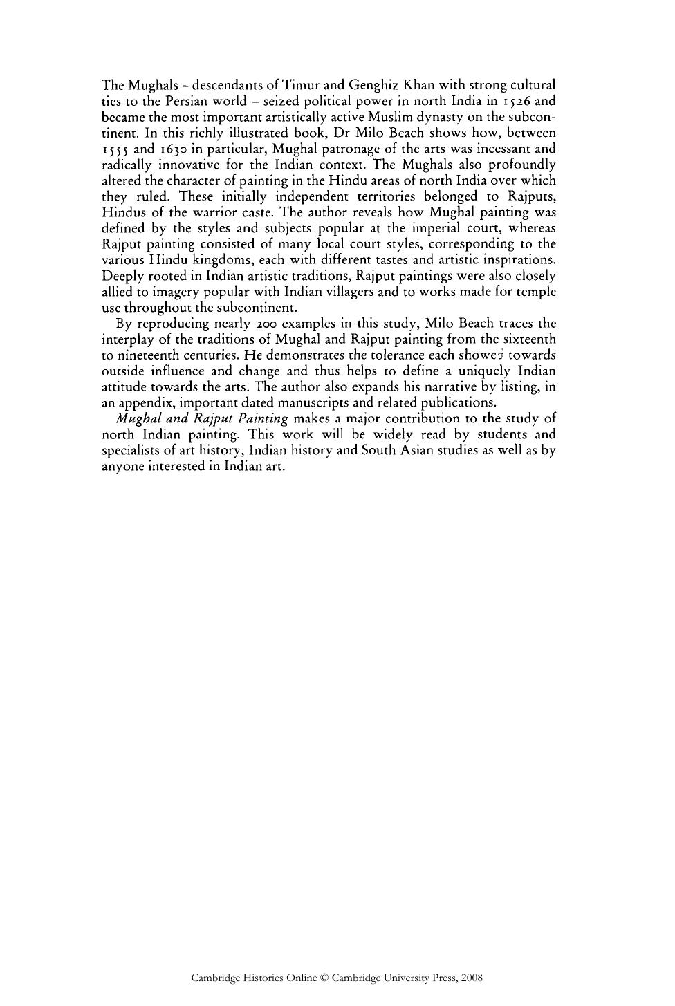 The New Cambridge History of India: Mughal and Rajput Painting by Milo Cleveland Beach