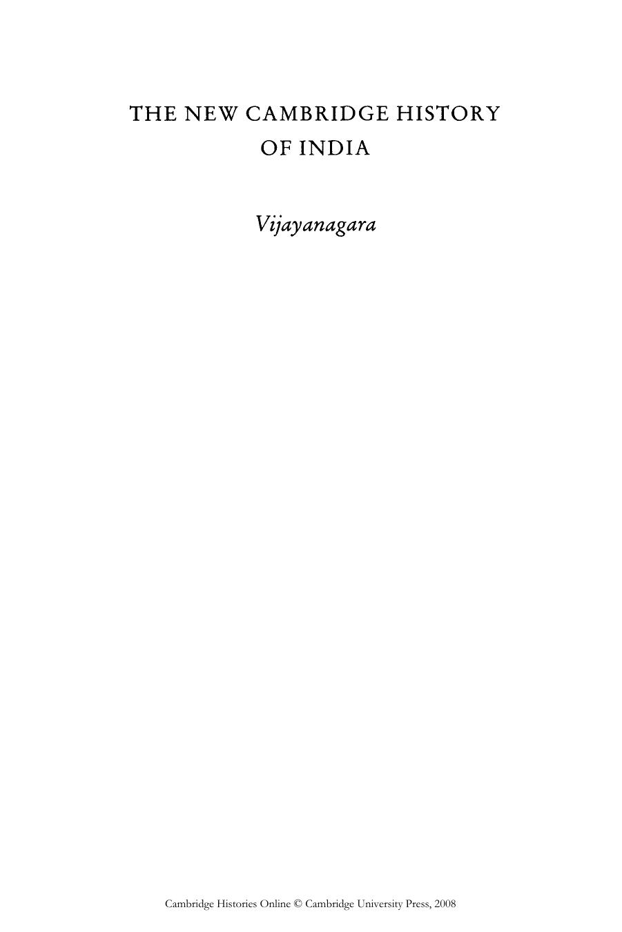 The New Cambridge History of India: Vijayanagara by Burton Stein