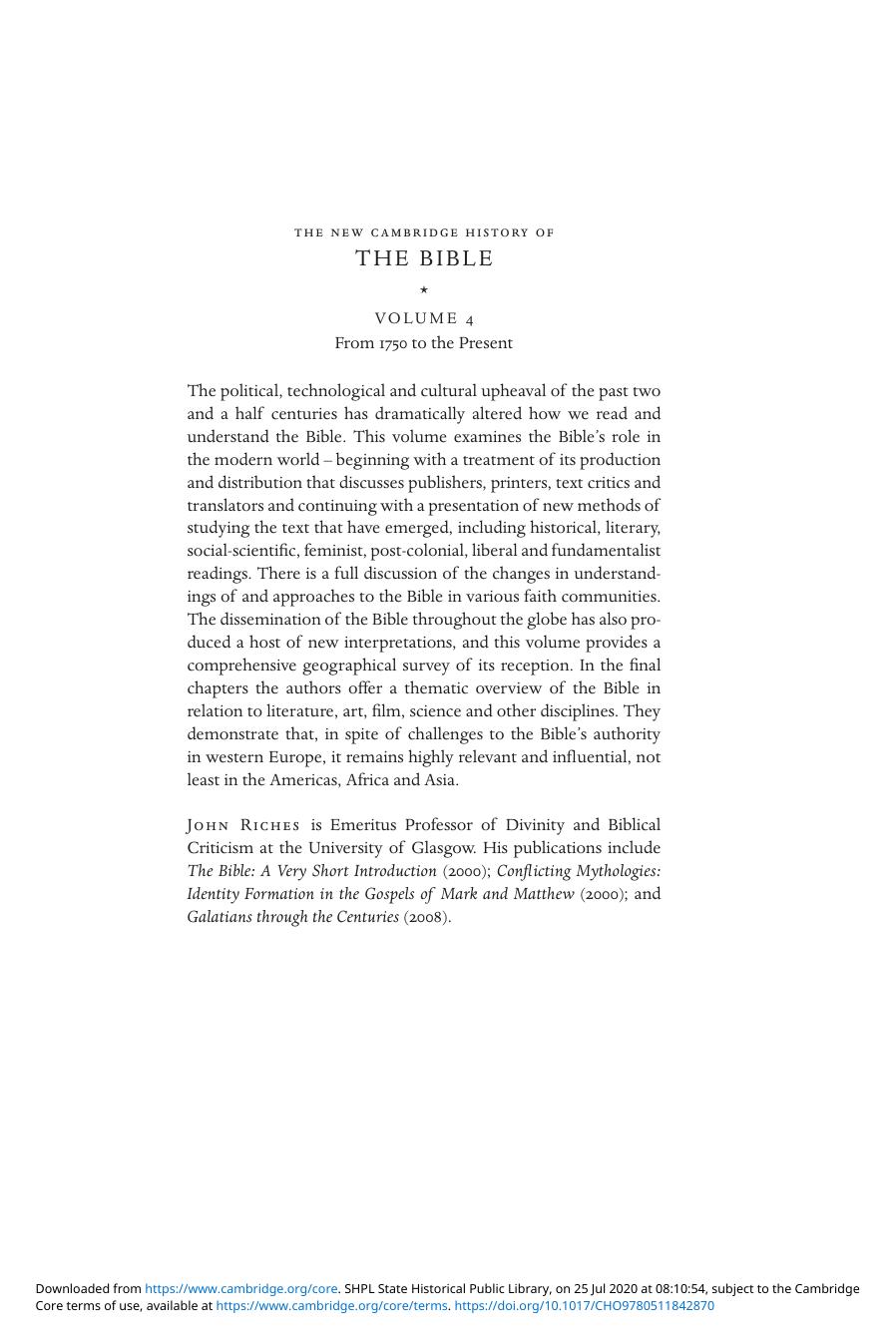 The New Cambridge History of the Bible, Volume 4 by Unknown