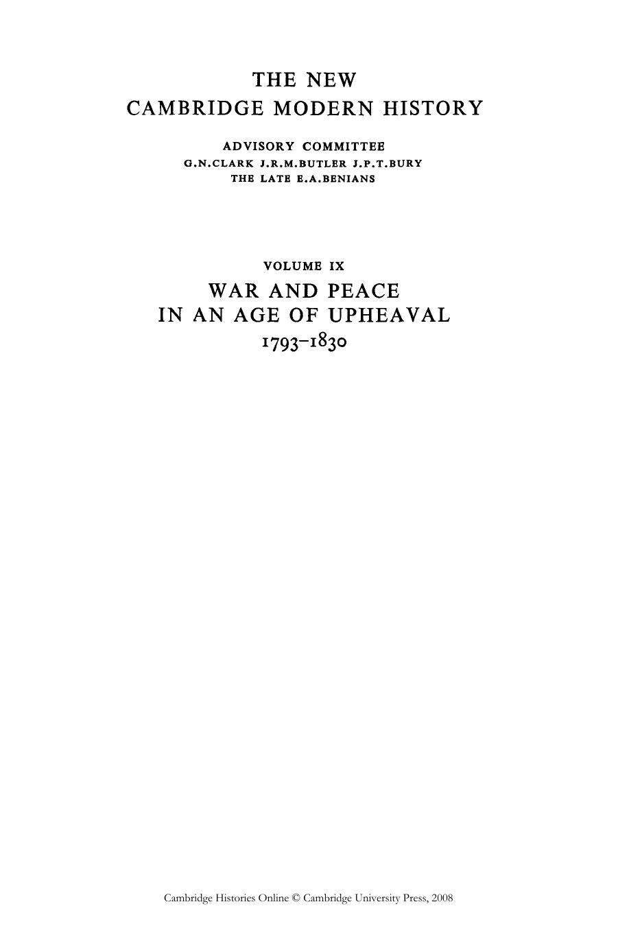The New Cambridge Modern History, Volume 9 by Unknown
