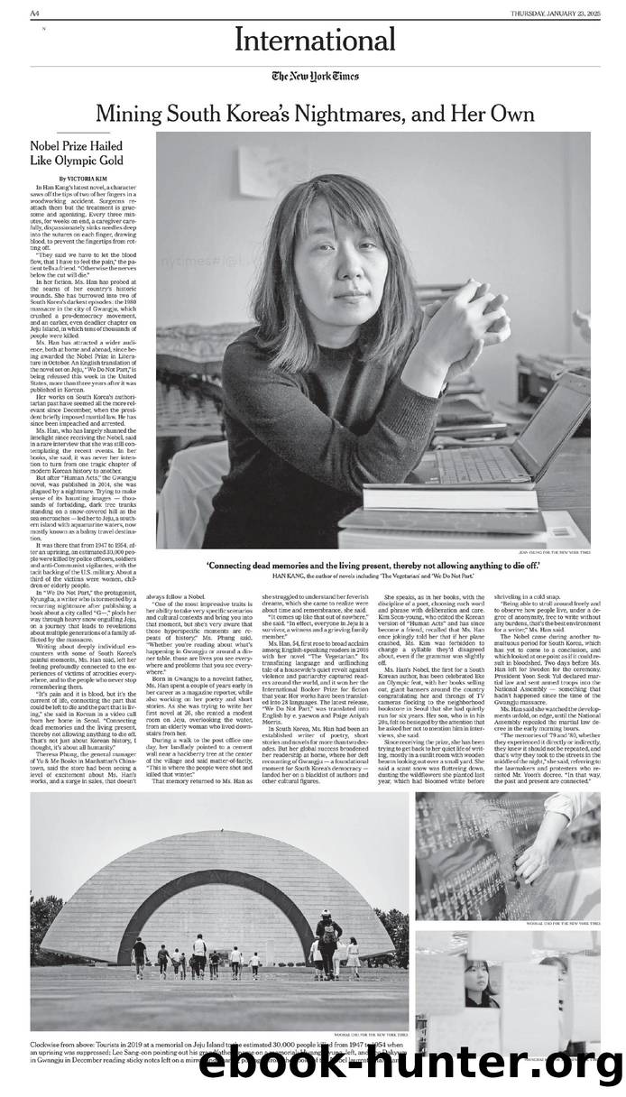The New York Times by Interview & Han Kang (NYT 23 Jan. 2025)
