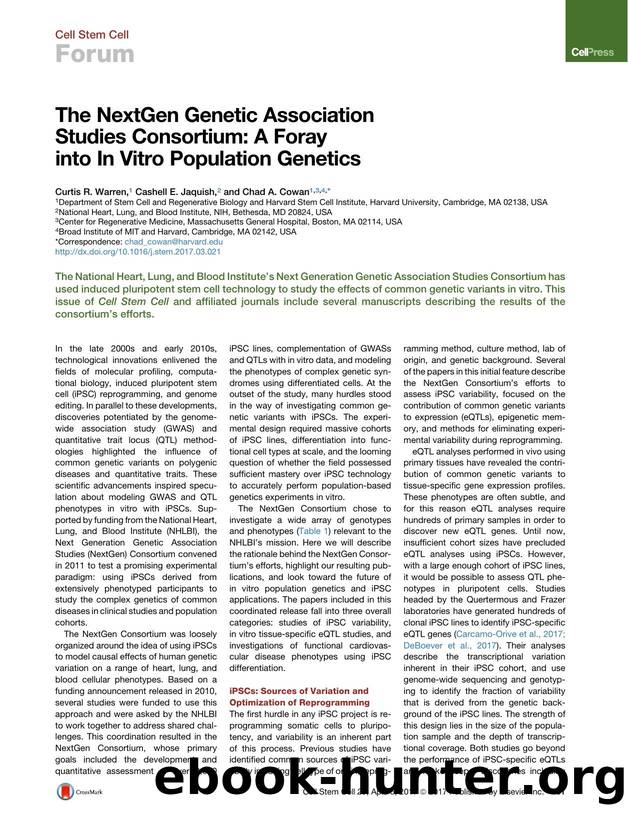 The NextGen Genetic Association Studies Consortium: A Foray into In&nbsp;Vitro Population Genetics by Curtis R. Warren & Cashell E. Jaquish & Chad A. Cowan